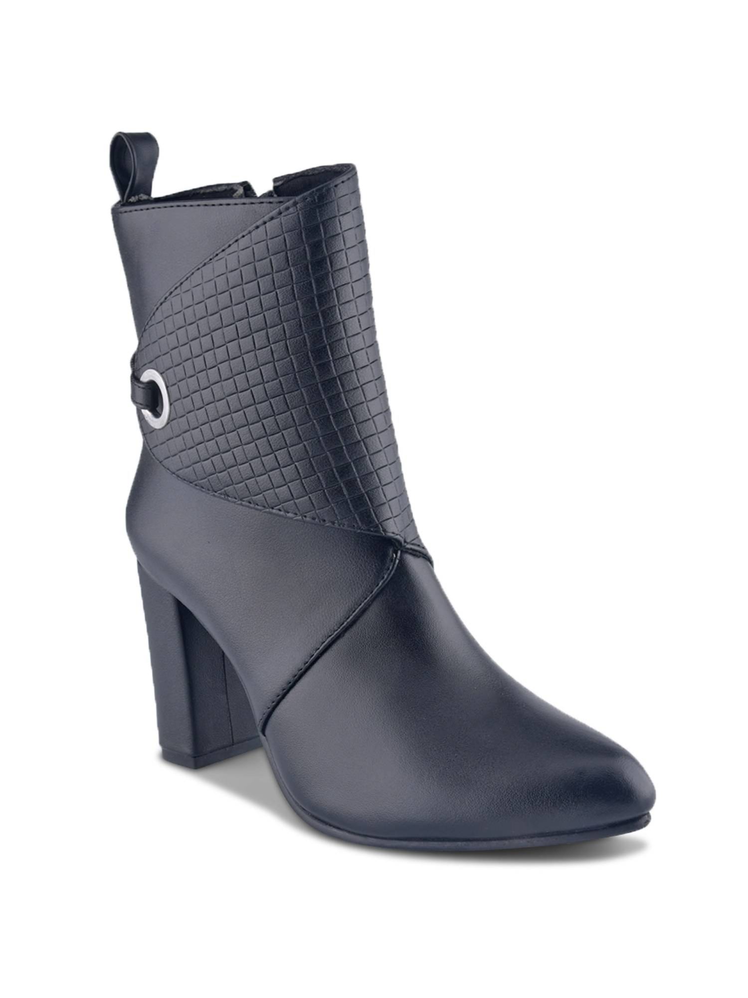 Buy SHUZ TOUCH Women Black Croc Panel Casual Boots Online