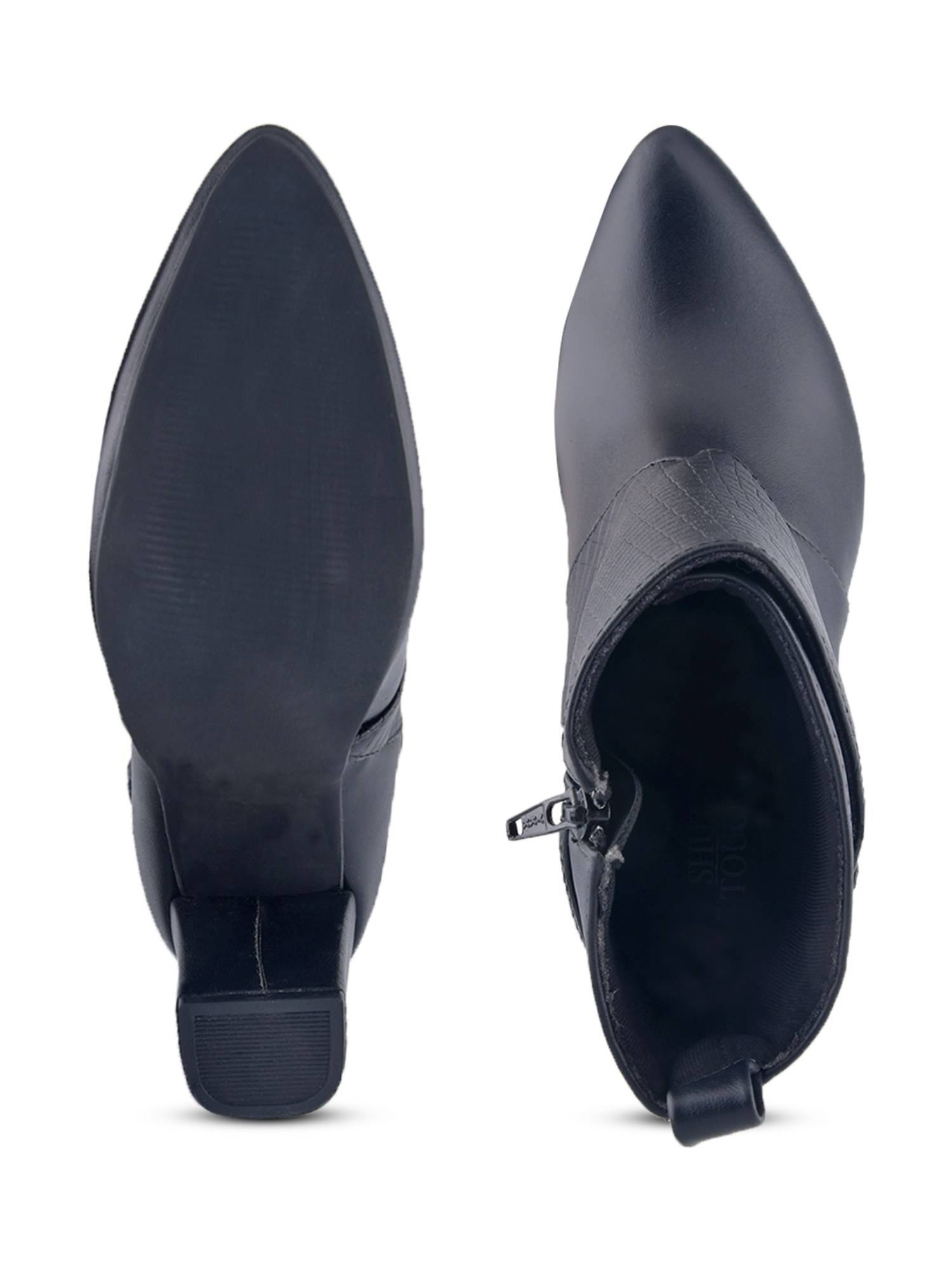 Buy SHUZ TOUCH Women Black Croc Panel Casual Boots Online