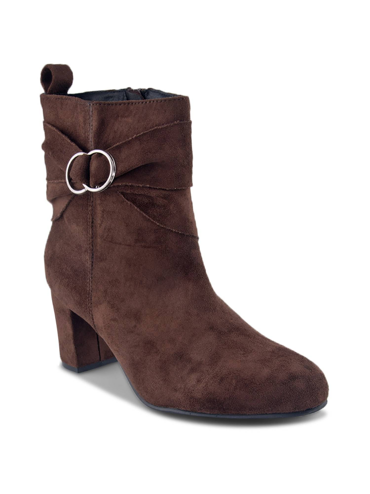 Buy SHUZ TOUCH Women Brown Ruched Casual Boots Online