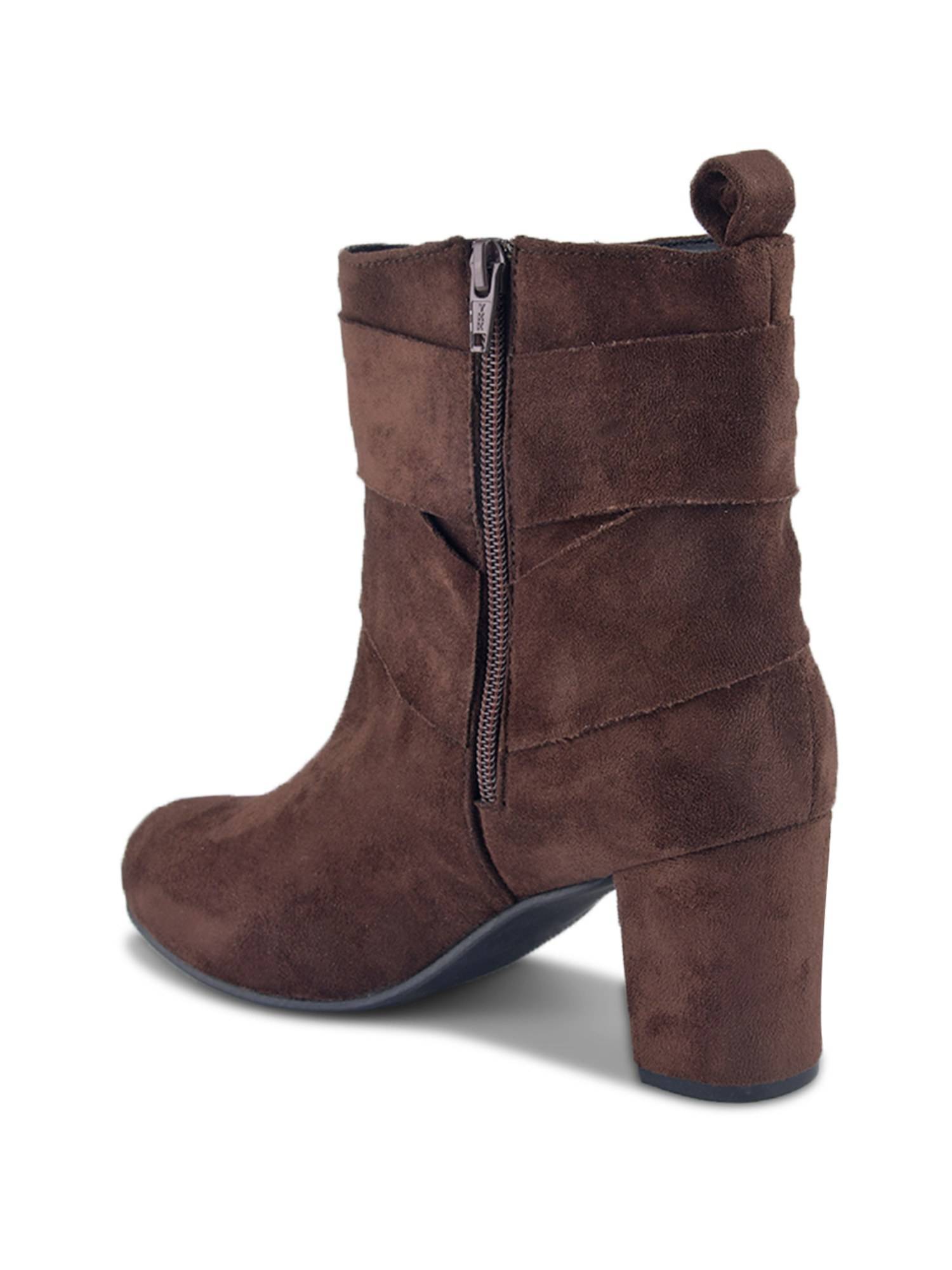 Buy SHUZ TOUCH Women Brown Ruched Casual Boots Online