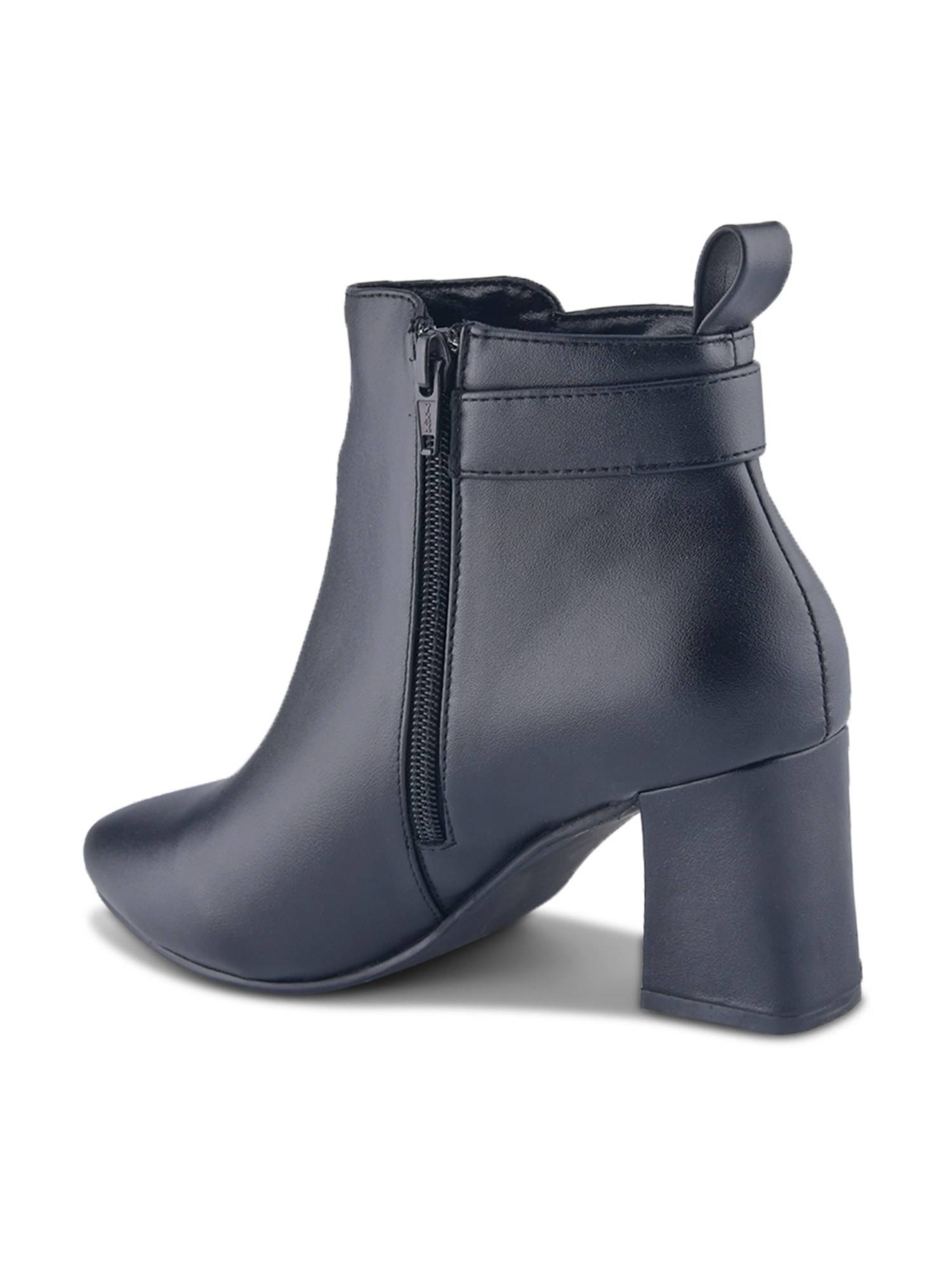 Buy SHUZ TOUCH Women Black Buckle Strap Casual Boots Online