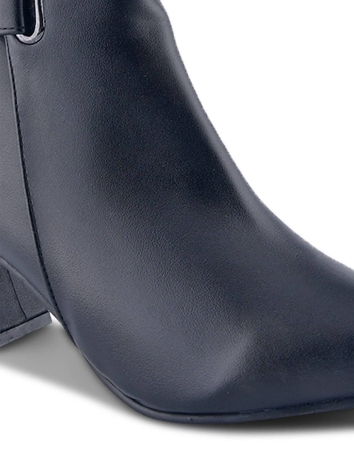 Buy SHUZ TOUCH Women Black Buckle Strap Casual Boots Online