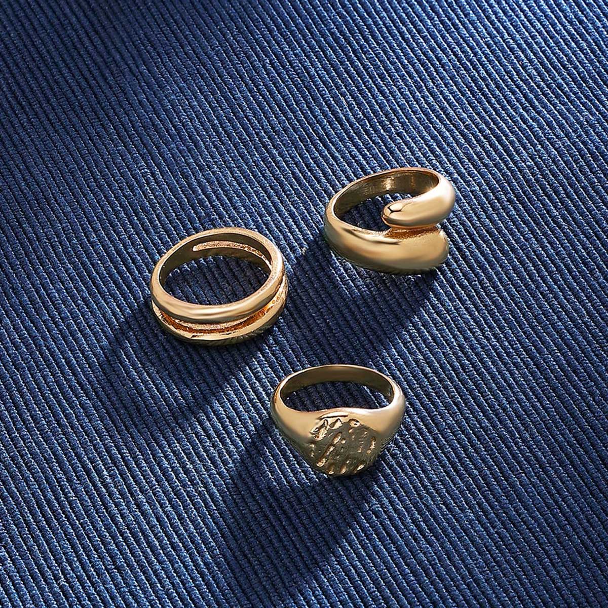 Buy Zaveri Pearls Gold Tone Bold Statement Finger RingsZPFK15952 (Set of 3) Online