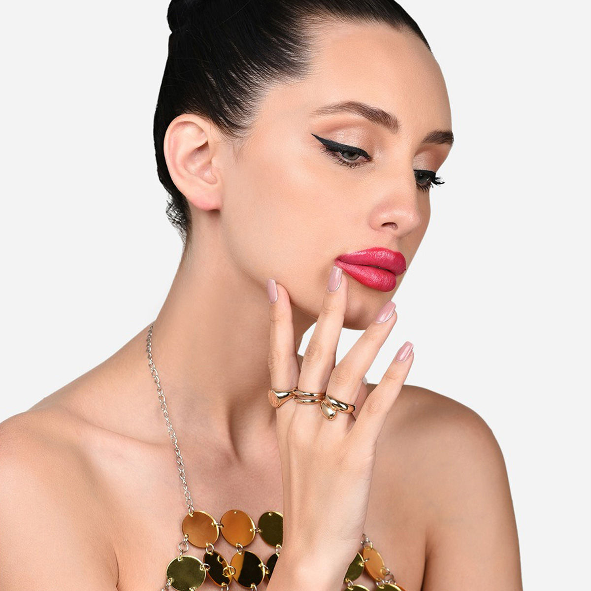 Buy Zaveri Pearls Gold Tone Bold Statement Finger RingsZPFK15952 (Set of 3) Online