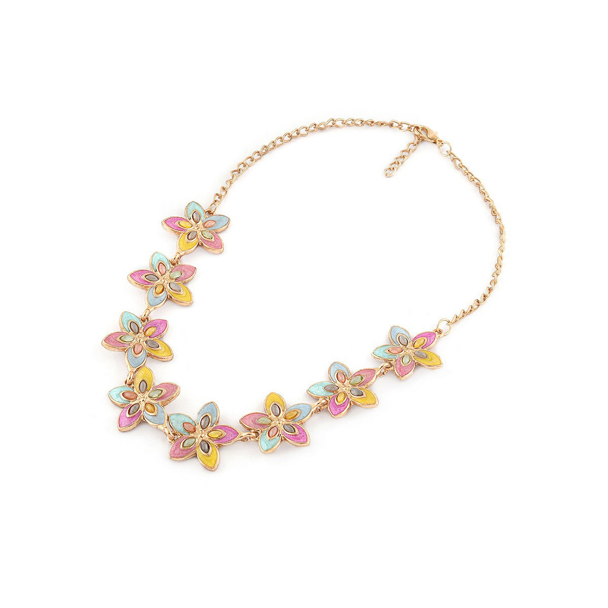 Zaveri Pearls Multicolor Enamel Contemporary Floral Necklace-ZPFK15955