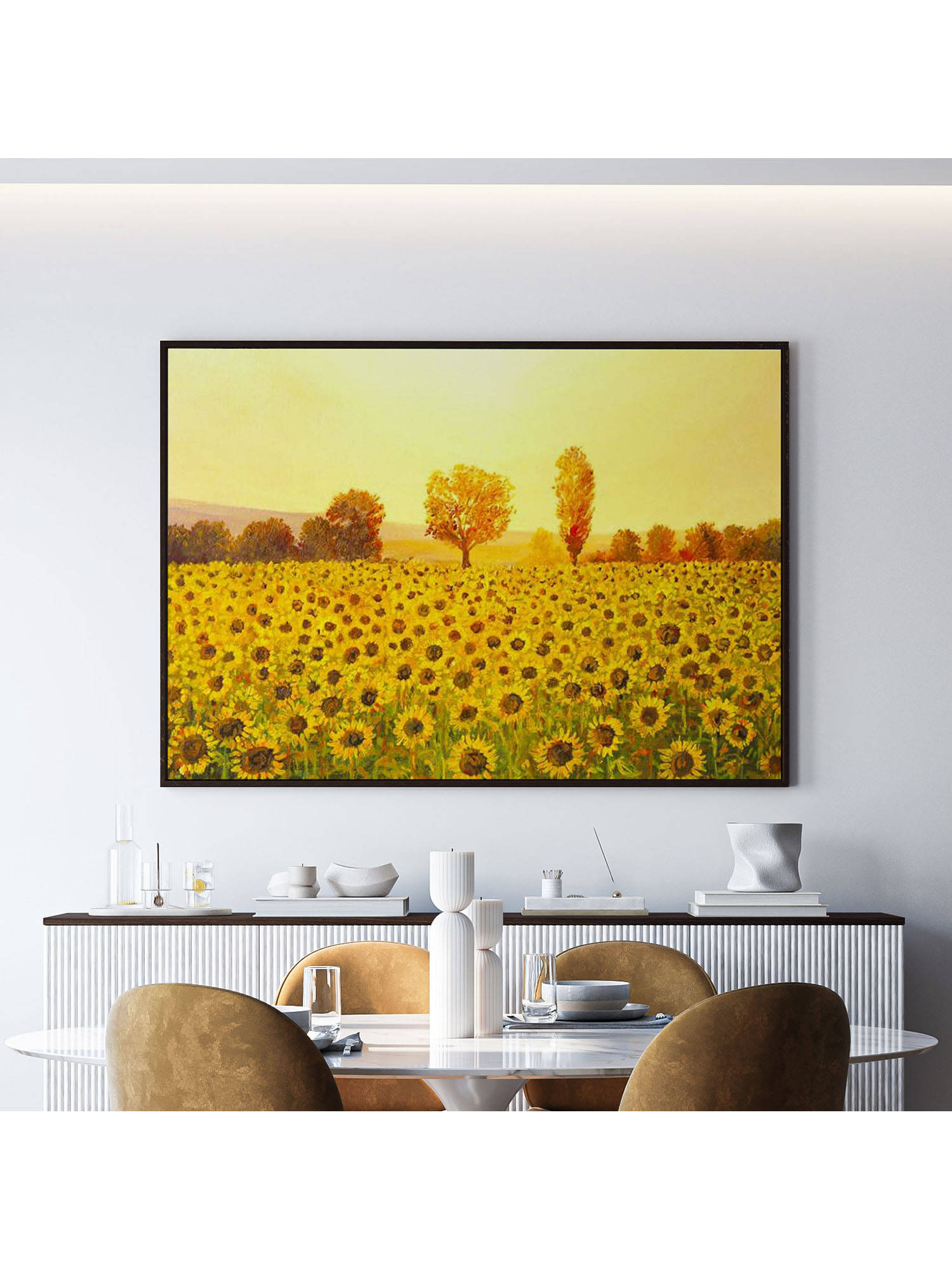 ARTCREST Memories of The Summer Large Painting Black Box Framed Canvas Wall Art