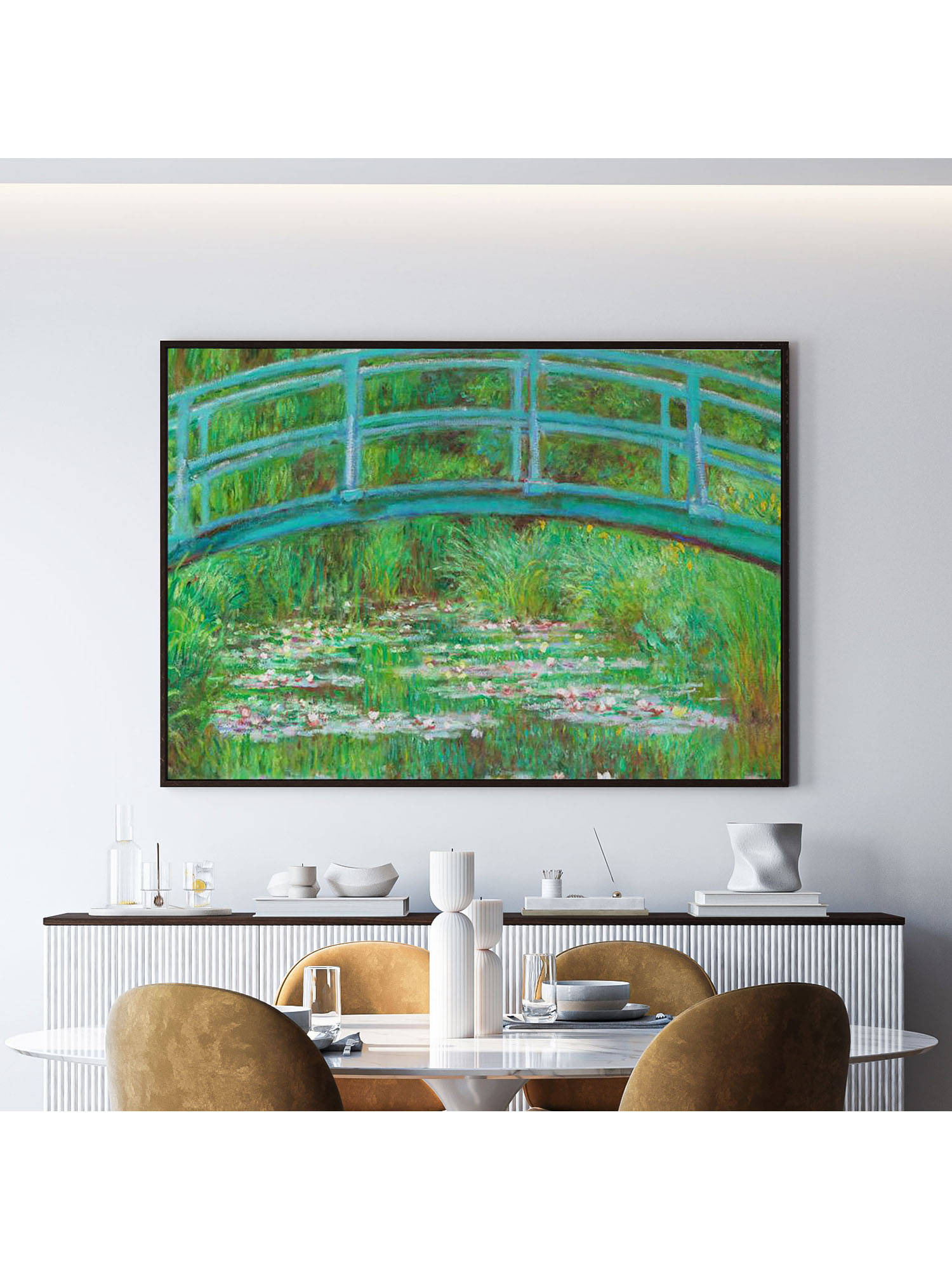 ARTCREST Monet Impressionist Large Painting Black Box Framed Canvas Wall Art