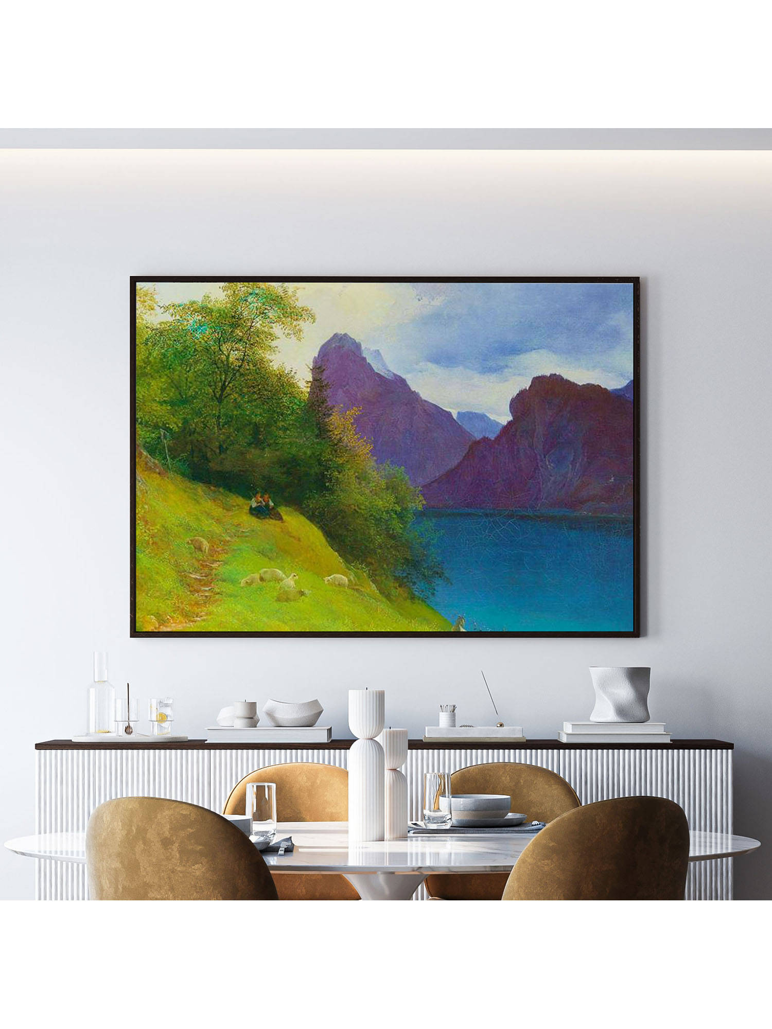 ARTCREST Near the River Large Painting Black Box Framed Canvas Wall Art