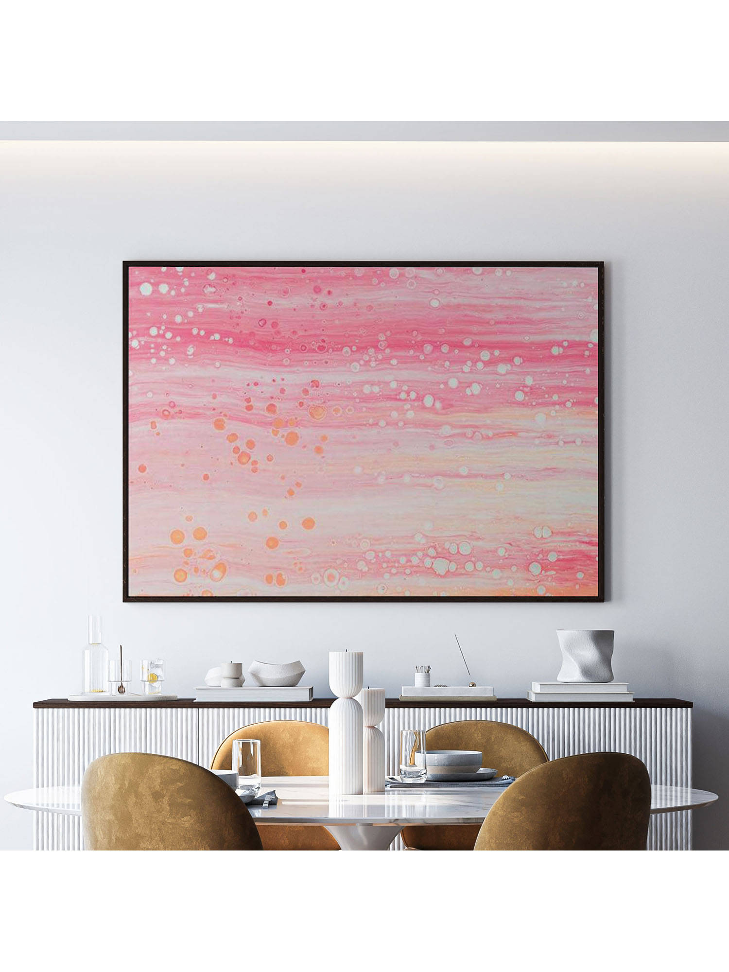 ARTCREST Rain Drops Abstract Large Painting Black Box Framed Canvas Wall Art