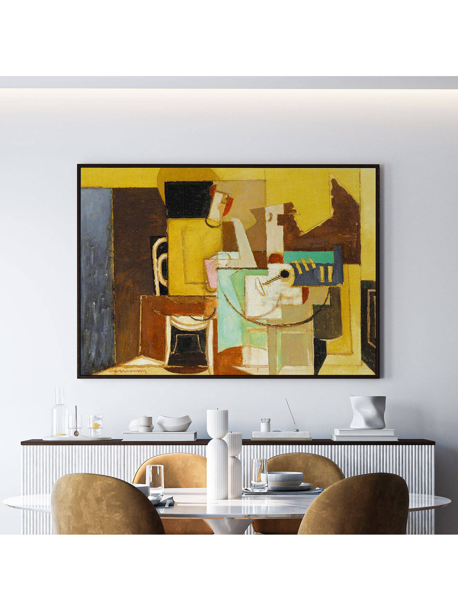 ARTCREST Table Large Painting Black Box Framed Canvas Wall Art
