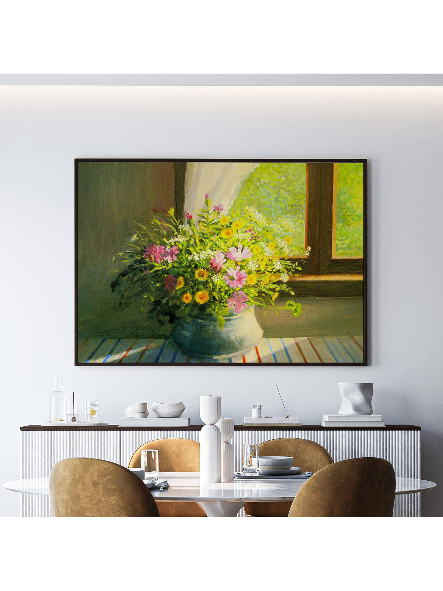 ARTCREST Touched By The Sun Large Painting Black Box Framed Canvas Wall Art