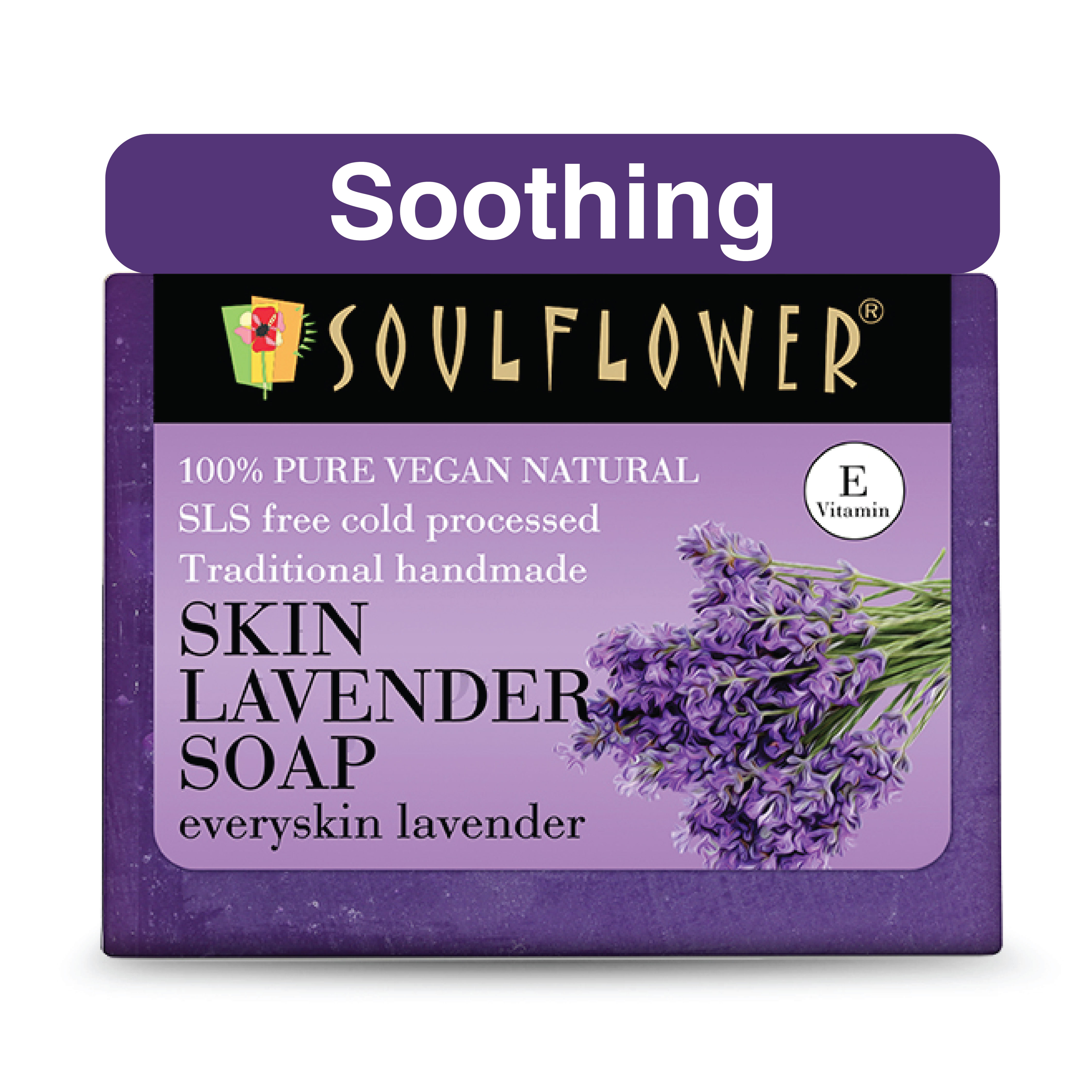 Soulflower Organic Handmade Skin Lavender Bathing Bar Soap With Lavender Oil For Dry Skin,