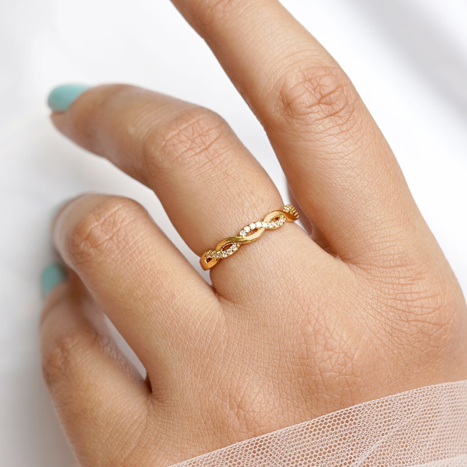 14K Real Solid Gold Evil Eye Ring for Women