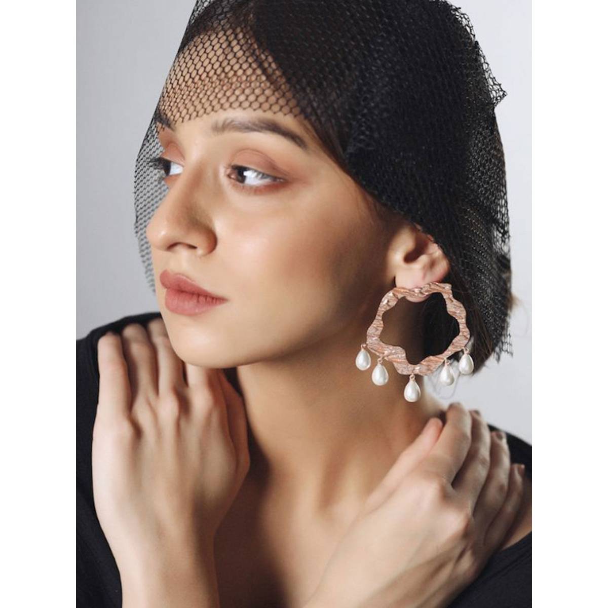 Mitali Jain Dianna Rose Gold Statement Earrings