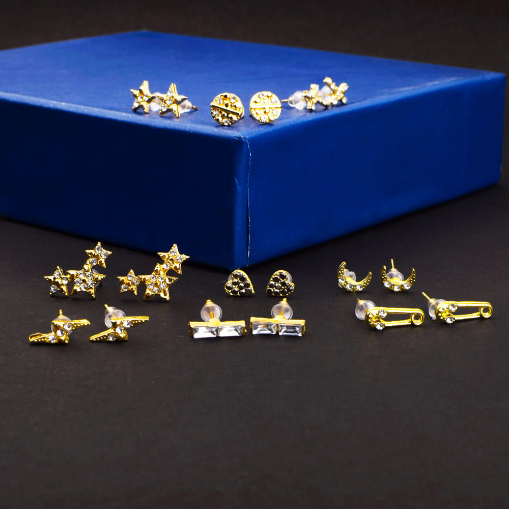 Ferosh Clancy Golden Stud Earrings Set Buy Ferosh Clancy Golden Stud