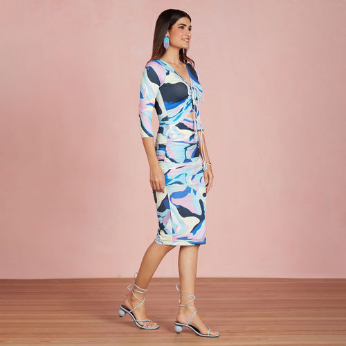 Twenty Dresses By Nykaa Fashion Right On Ruche Floral Dress - Multi-Color  (S)