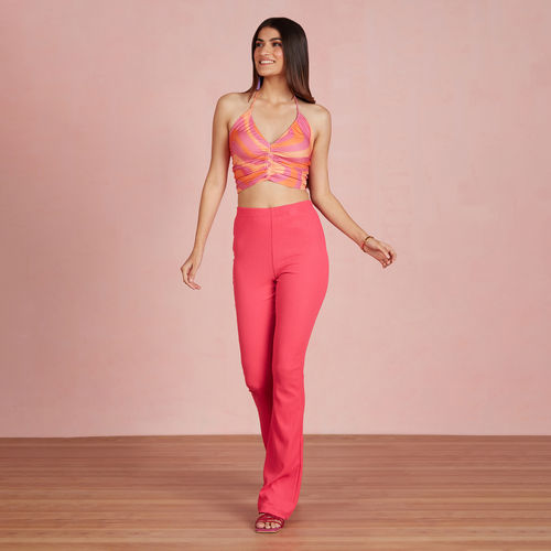 Buy Twenty Dresses by Nykaa Fashion Light Pink Halter Neck Crop Top Online
