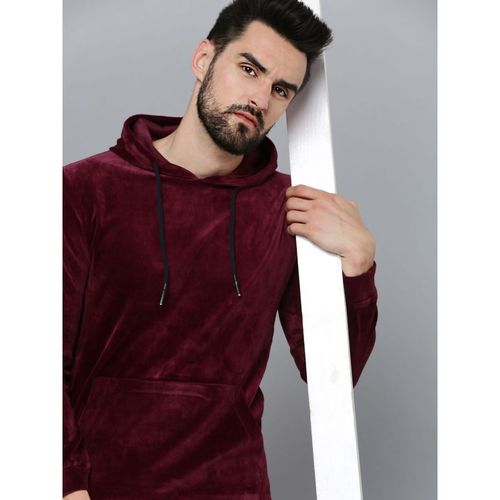 Buy SHOWOFF Men's Hooded Neck Magenta Solid Sweatshirt-MSK-1273_Magenta_M  at