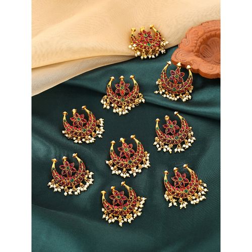 Yellow Chimes Gold Plated 9 pcs Choti Jadai Billai Bridal Hair Accessories:  Buy Yellow Chimes Gold Plated 9 pcs Choti Jadai Billai Bridal Hair  Accessories Online at Best Price in India | Nykaa