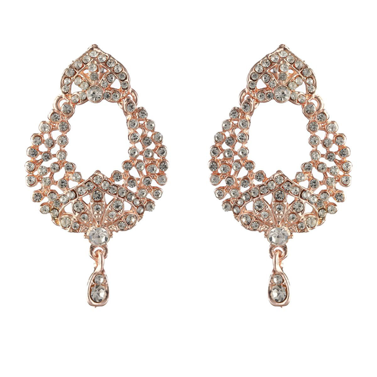 Priyaasi Floral American Diamond Studded Rose GoldPlated Jewellery Set