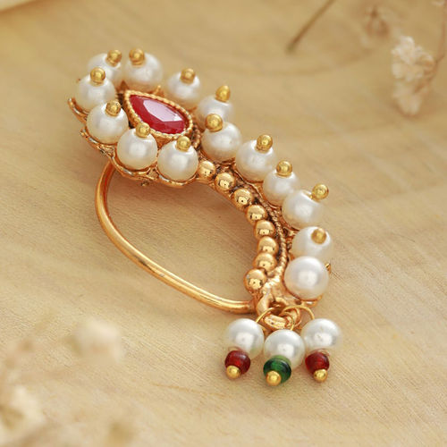 Bridal Nath Maharashtrian Press Nath Buy Priyaasi White Pearl Red