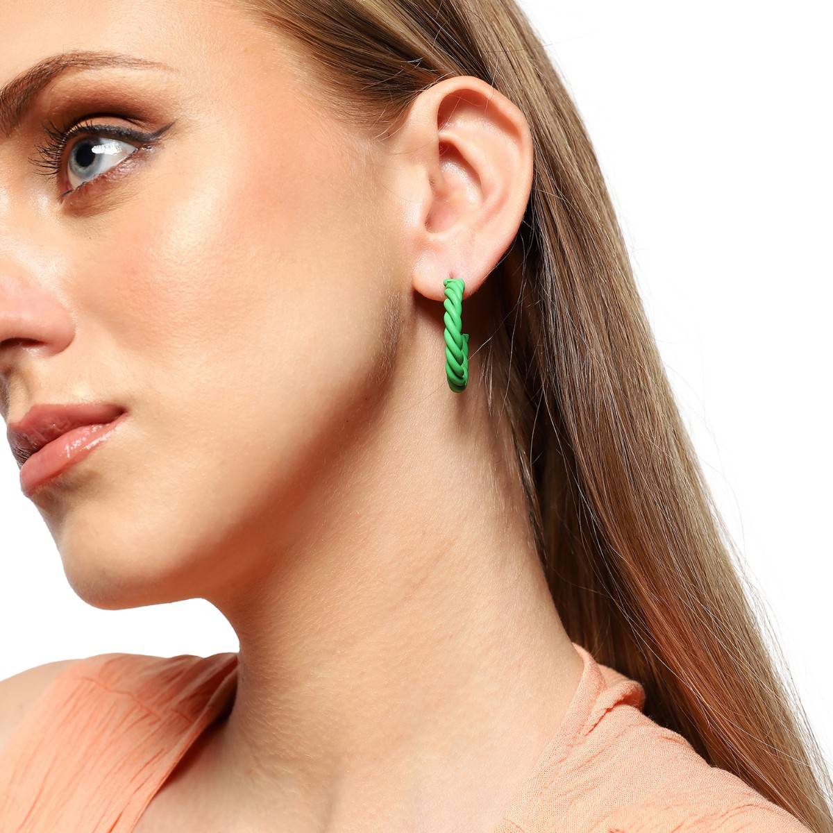 SOHI Gold Plated Party Designer Hoop Earring For Women - Green