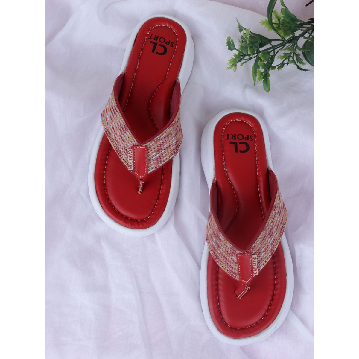 Carlton London Women Red Textured Flipflops Buy Carlton London