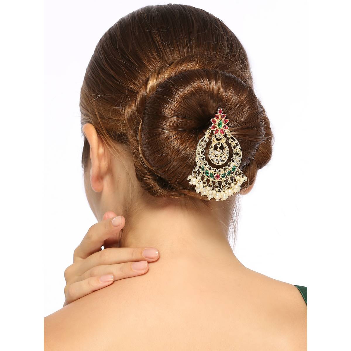 OOMPH Jadau Floral Design Ethnic Hair Bun Juda Pin