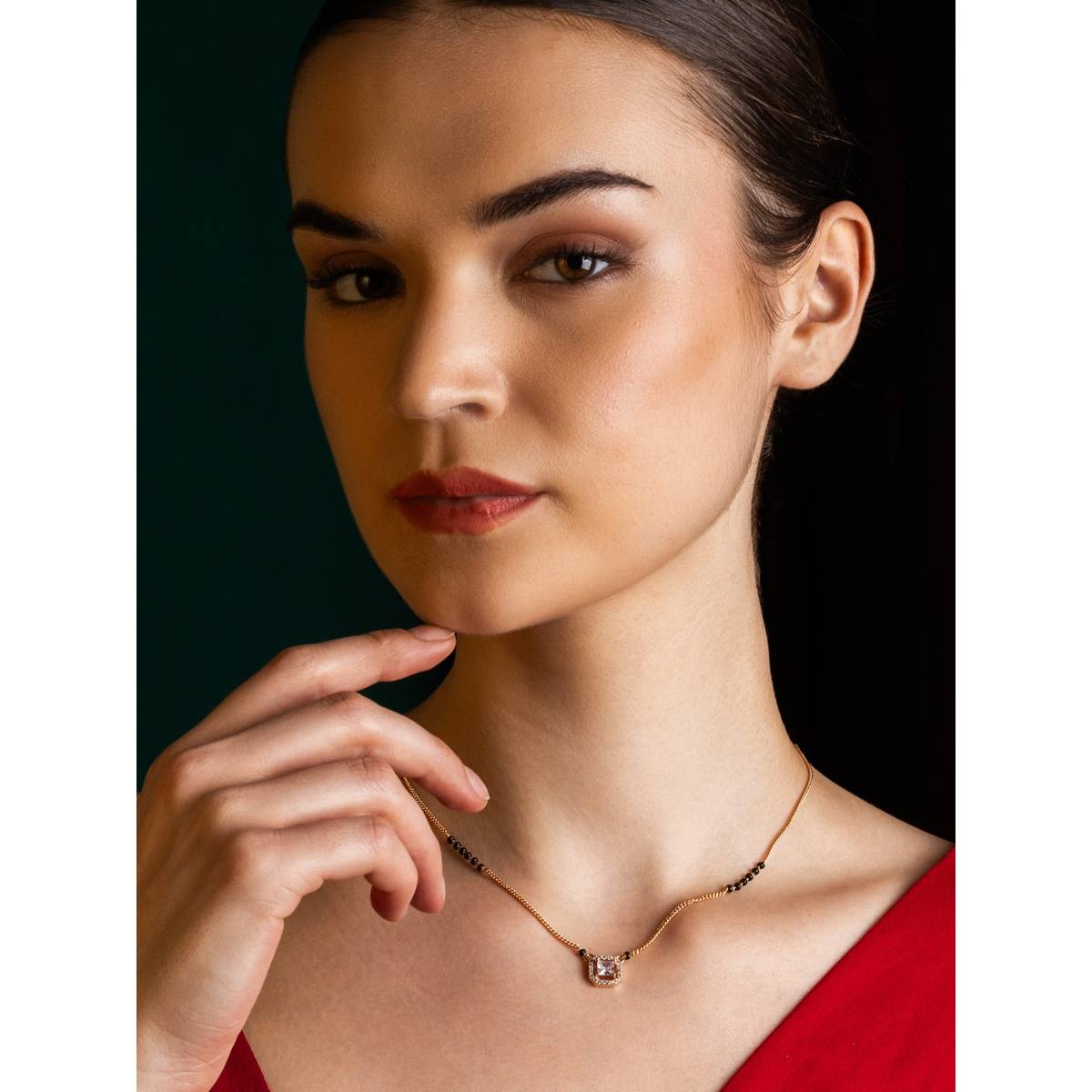 PANASH Gold-Plated White Mangalsutra