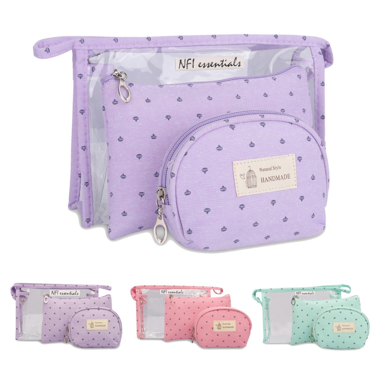 Buy NFI Essentials 3 Pc Cosmetic pouch Makeup pouch Vanity Pouch Travel