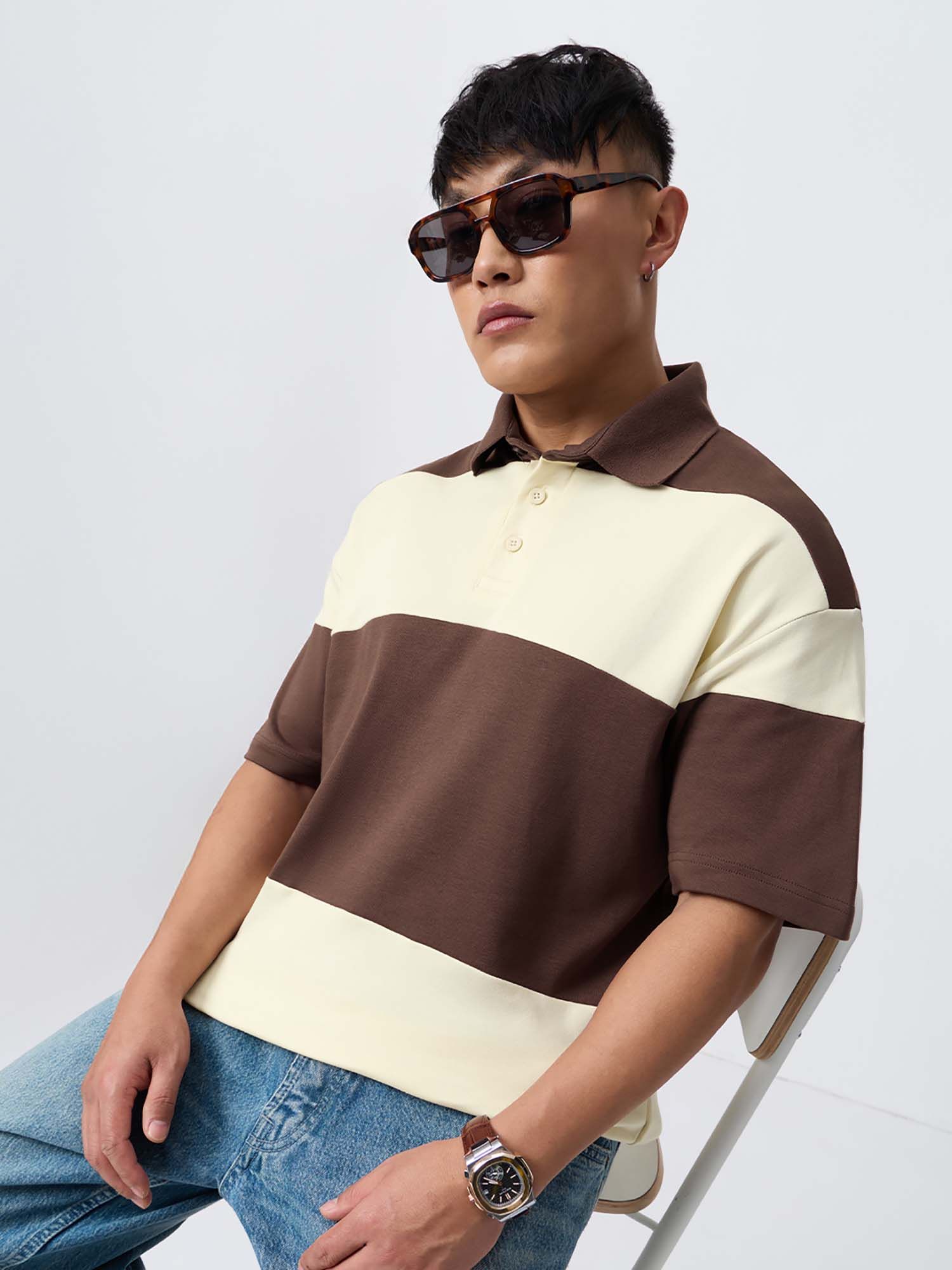 Buy The Souled Store Oversized Polo Nutmeg Men Oversized Polo T