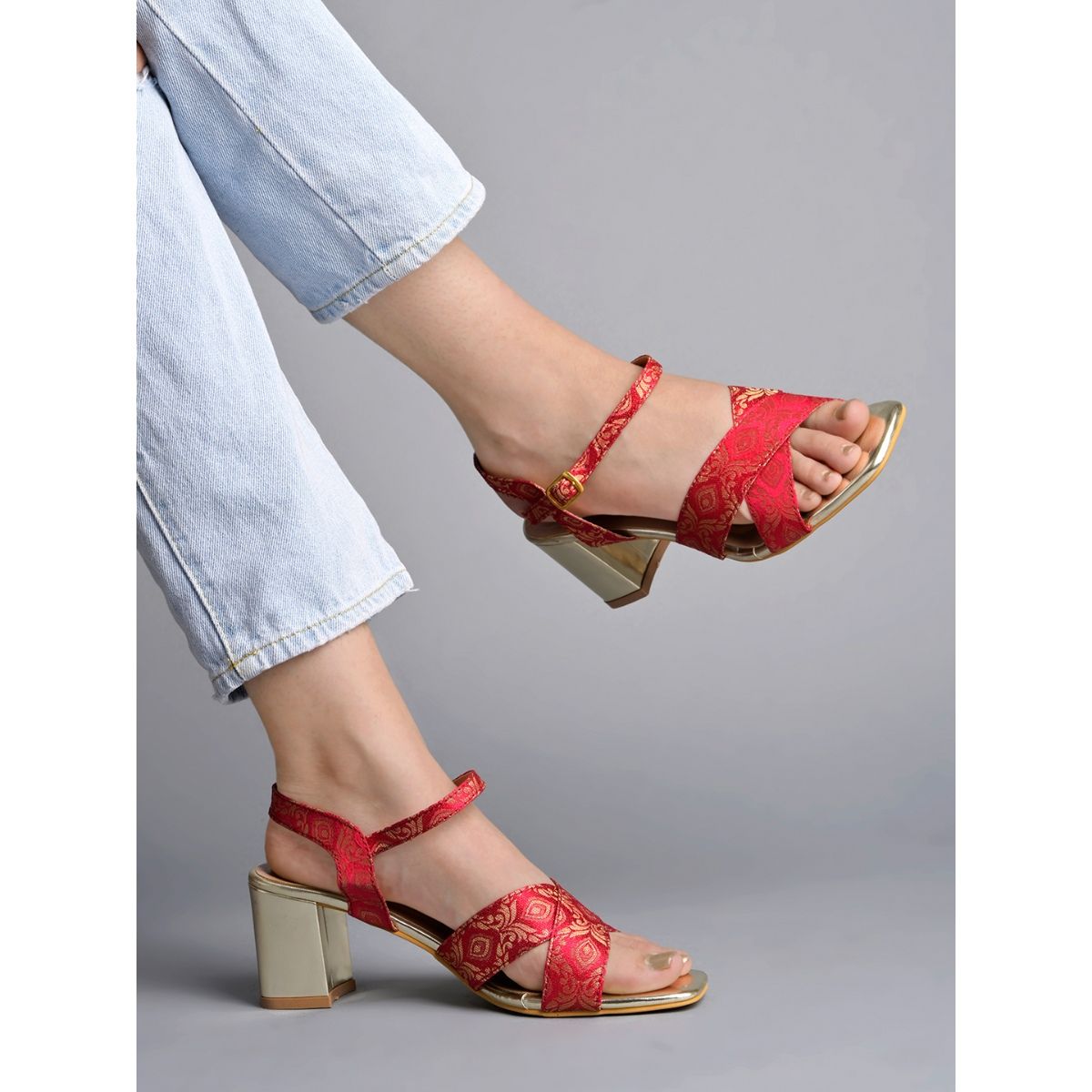 The Vigo Red Leather Block Heel Women Sandal – Vinci Leather Shoes