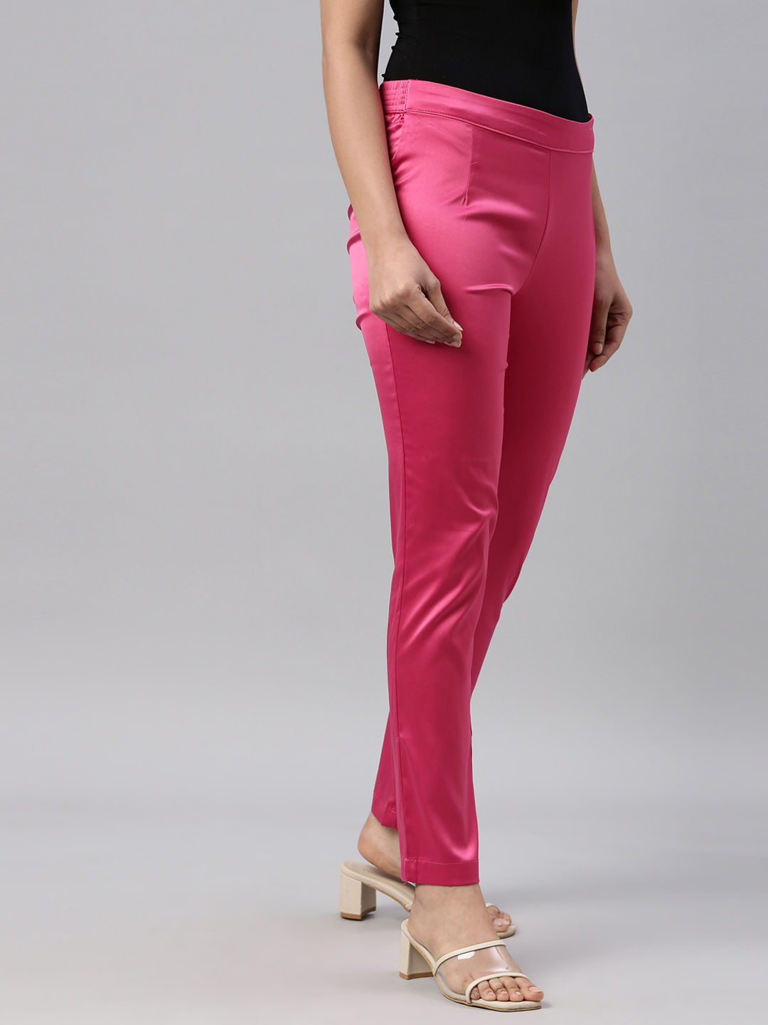 Buy NOT SO PINK Dark Pink Solid Polyester Regular Fit Women's Pants |  Shoppers Stop