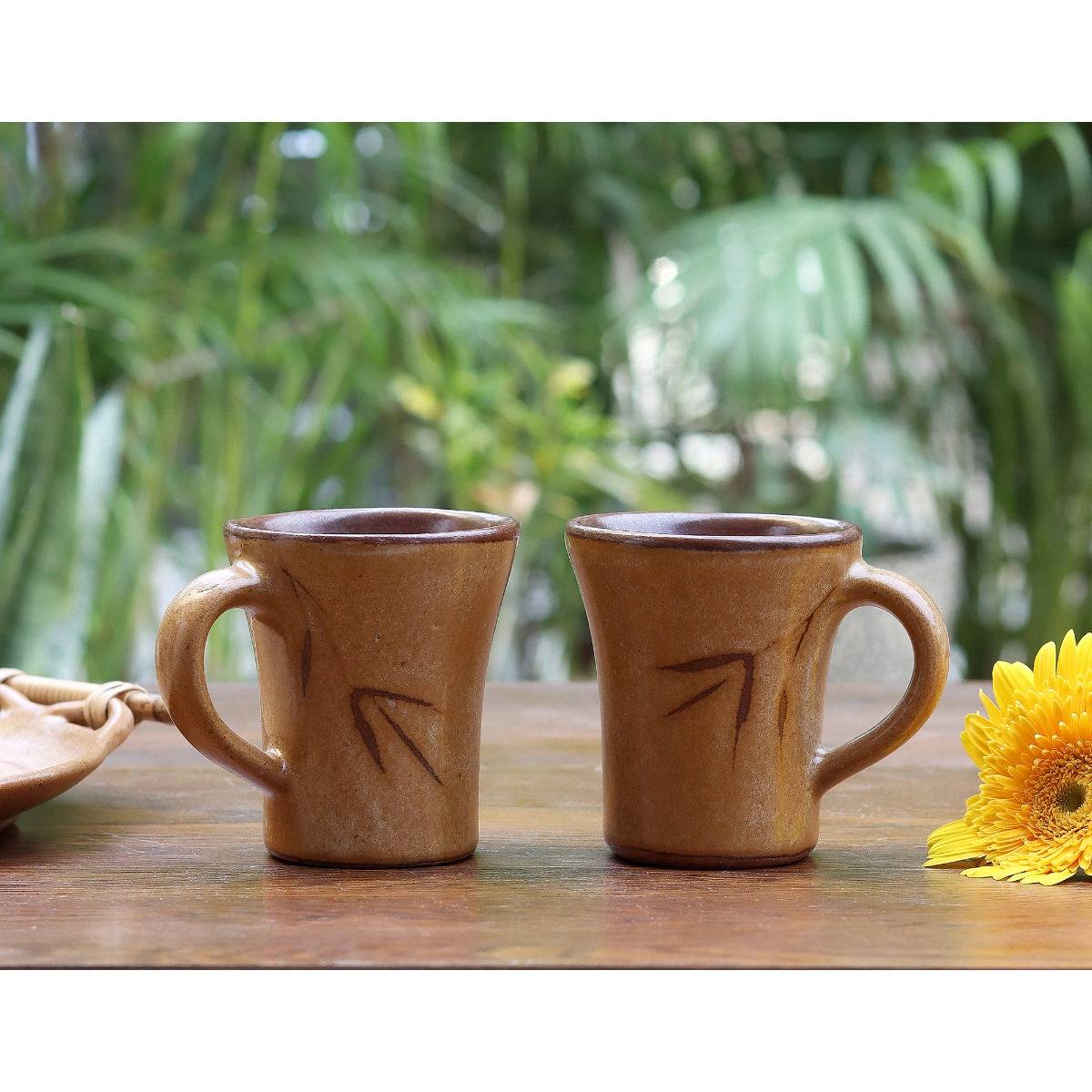 NAKSHIKATHAA Studio Pottery Golden Moha Mug (250 Ml) - Set Of 2