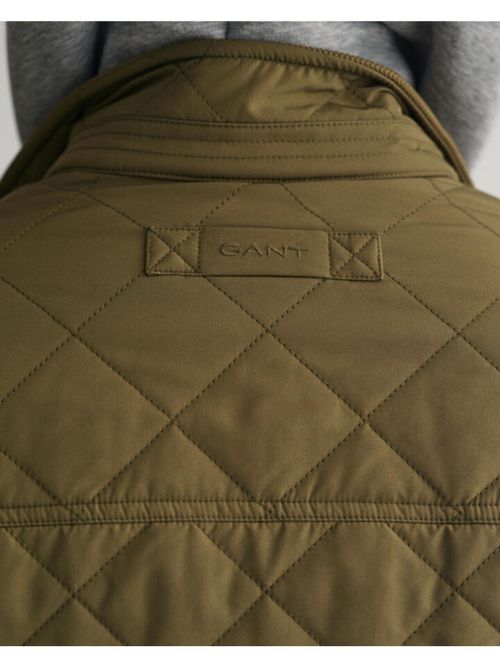 GANT Men Green Solid Stand Collar Sleeveless Quilted Jacket