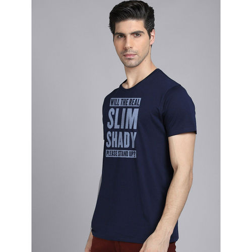 Buy Free Authority Eminem Printed Navy Blue T-Shirt for Men Online
