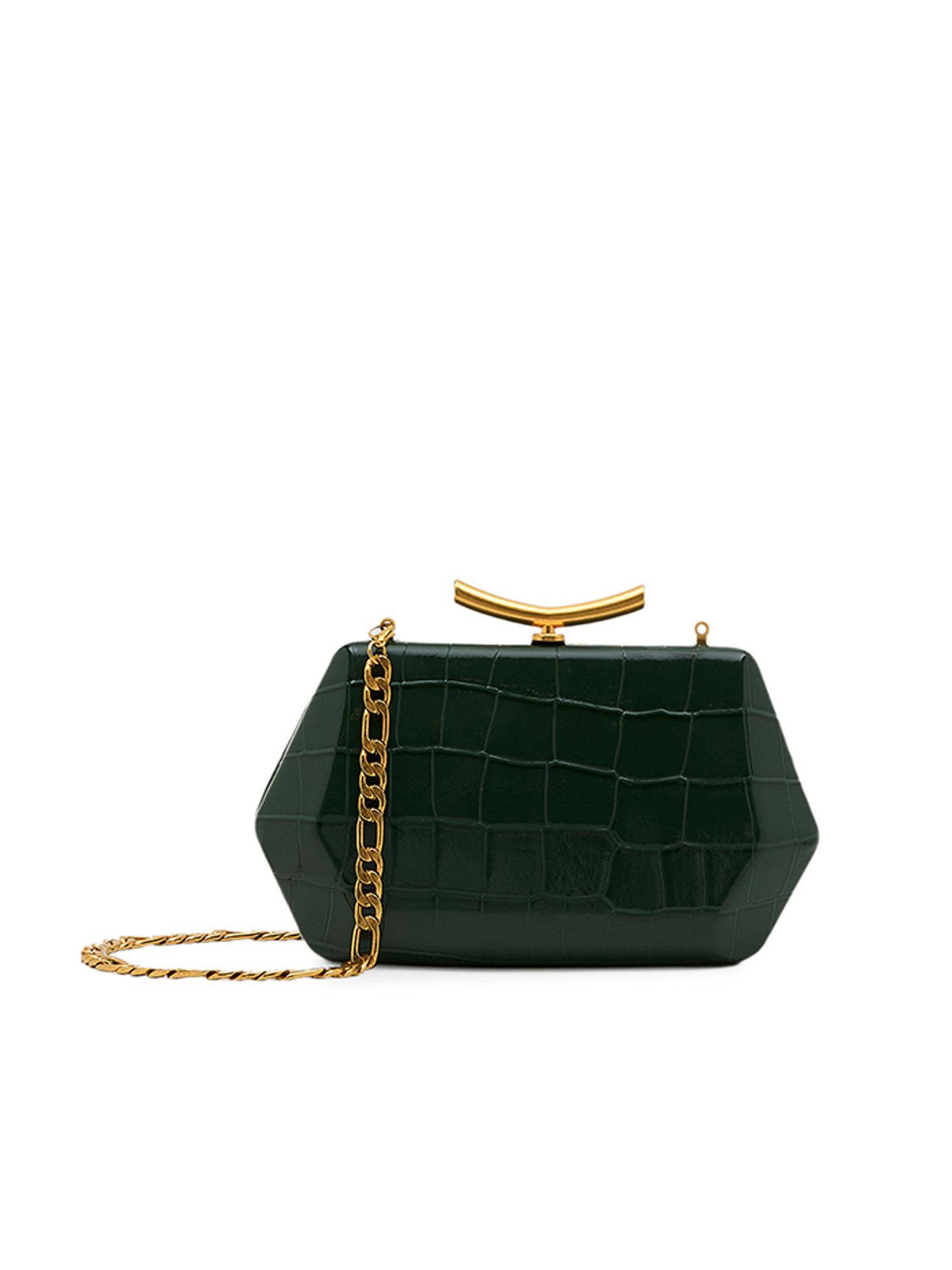 MIRAGGIO Crystal Clutch With Detachable Crossbody Strap - Green (S)
