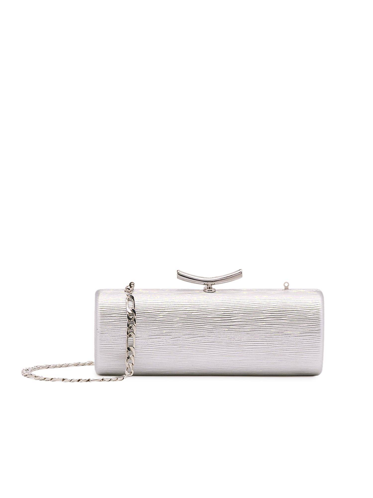 MIRAGGIO Pearl Clutch With Detachable Crossbody Strap - Silver (M)