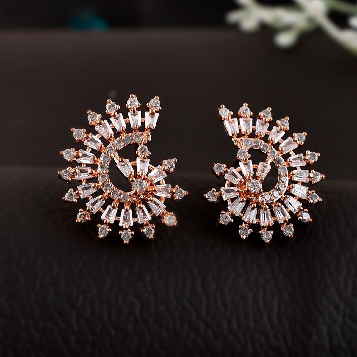 Buy Shoshaa Rose Gold-Plated Ad Stones Studded Studs Earrings Online