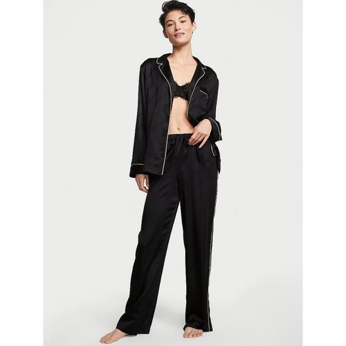Buy Victoria's Secret Black Satin Long Shirt Pyjama (Set of