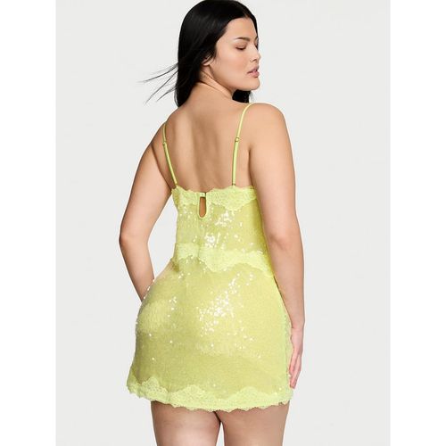 Victoria's Secret Green Sequin Mini Slip Dress (S)