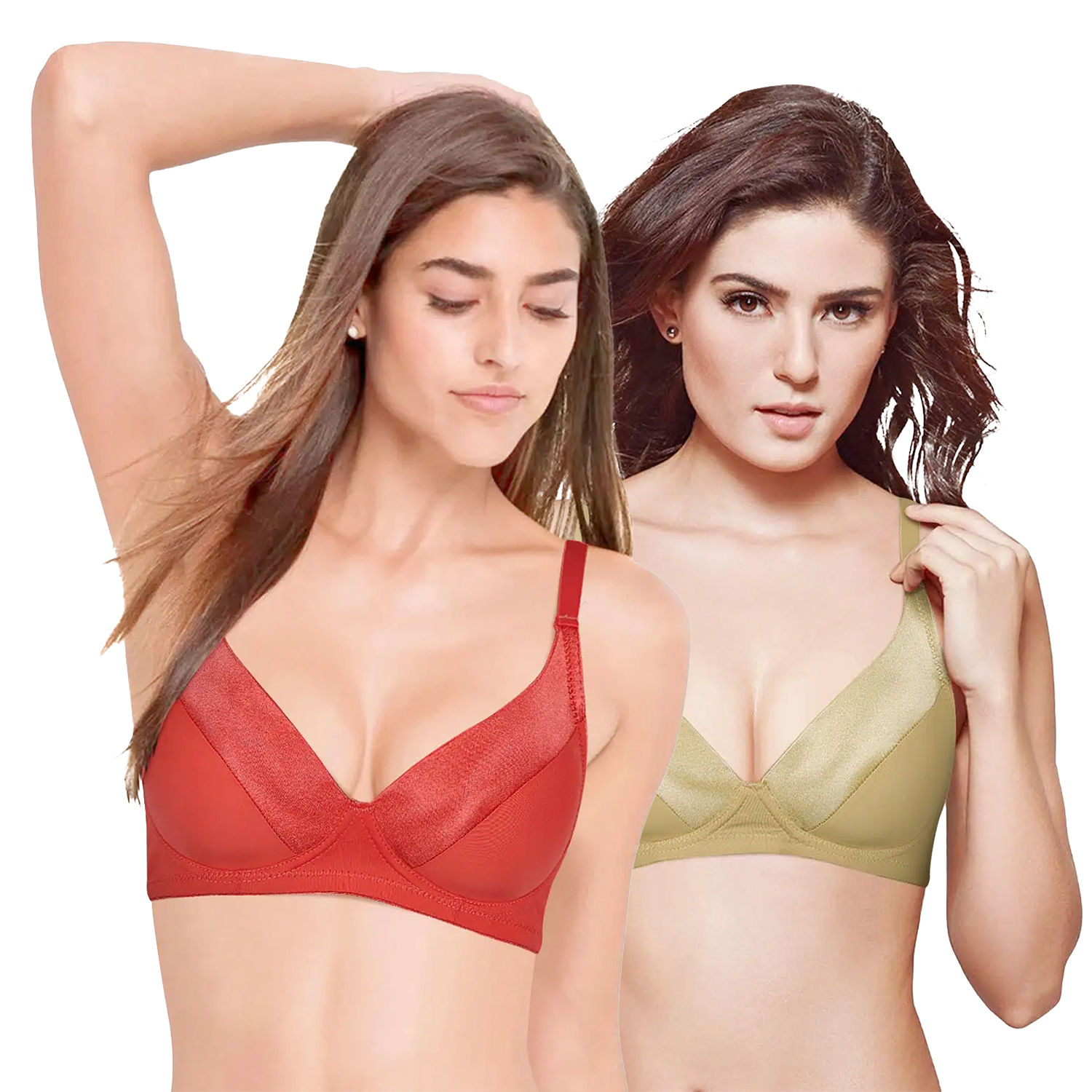 Buy Shyaway Taabu 3/4th Coverage Satin Cup Wirefree Plunge Padded Bra  -Multicolor(Pack of 2) Online