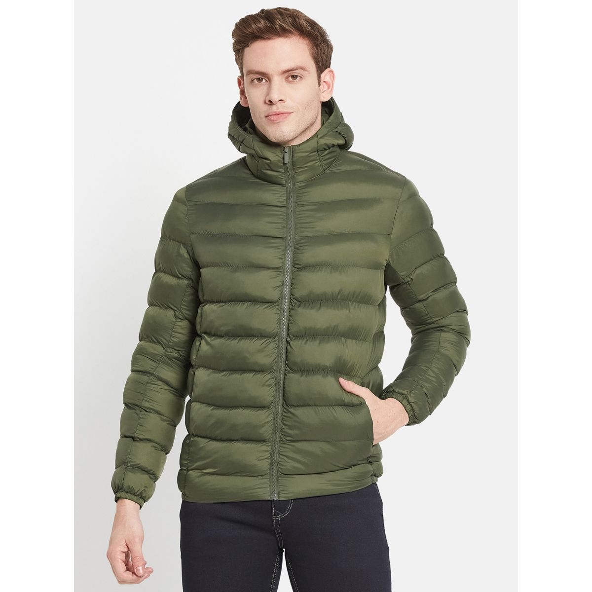 Olive green clearance puffer jacket mens