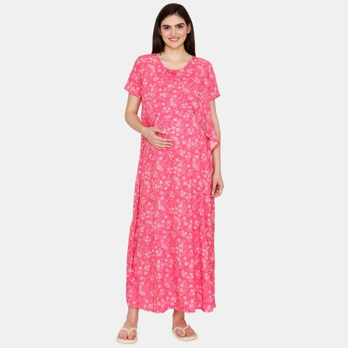 Buy Zivame Coucou Maternity Woven Full Length Loungewear Dress