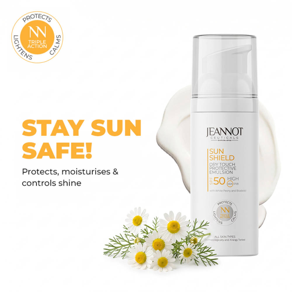 Jeannot Ceuticals Dry Touch Protective Emulsion SPF 50, Non-Greasy Sunscreen for All Skin Types