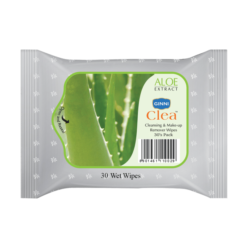 Ginni Clea Cleansing & Makeup Remover Wet Wipes - Aloevera (30 Wipes)