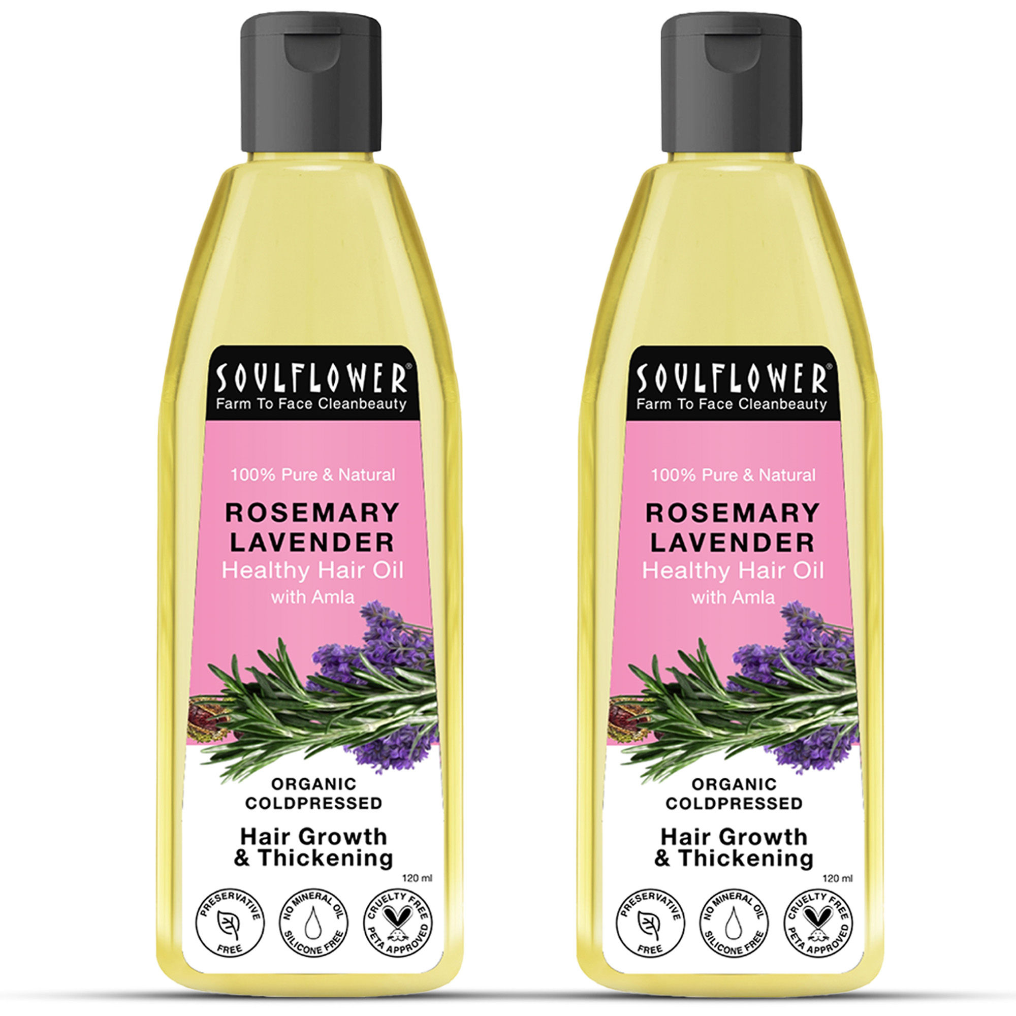 Soulflower Rosemary Lavender Hair Oil (Pack of 2)