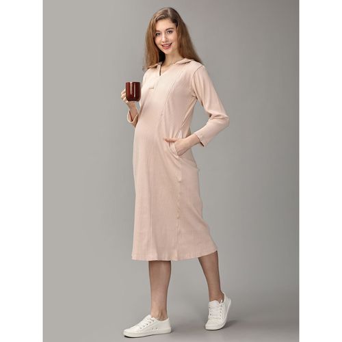 The Mom Store Samoan Sand Ribbed Maternity and Nursing Dress (L)