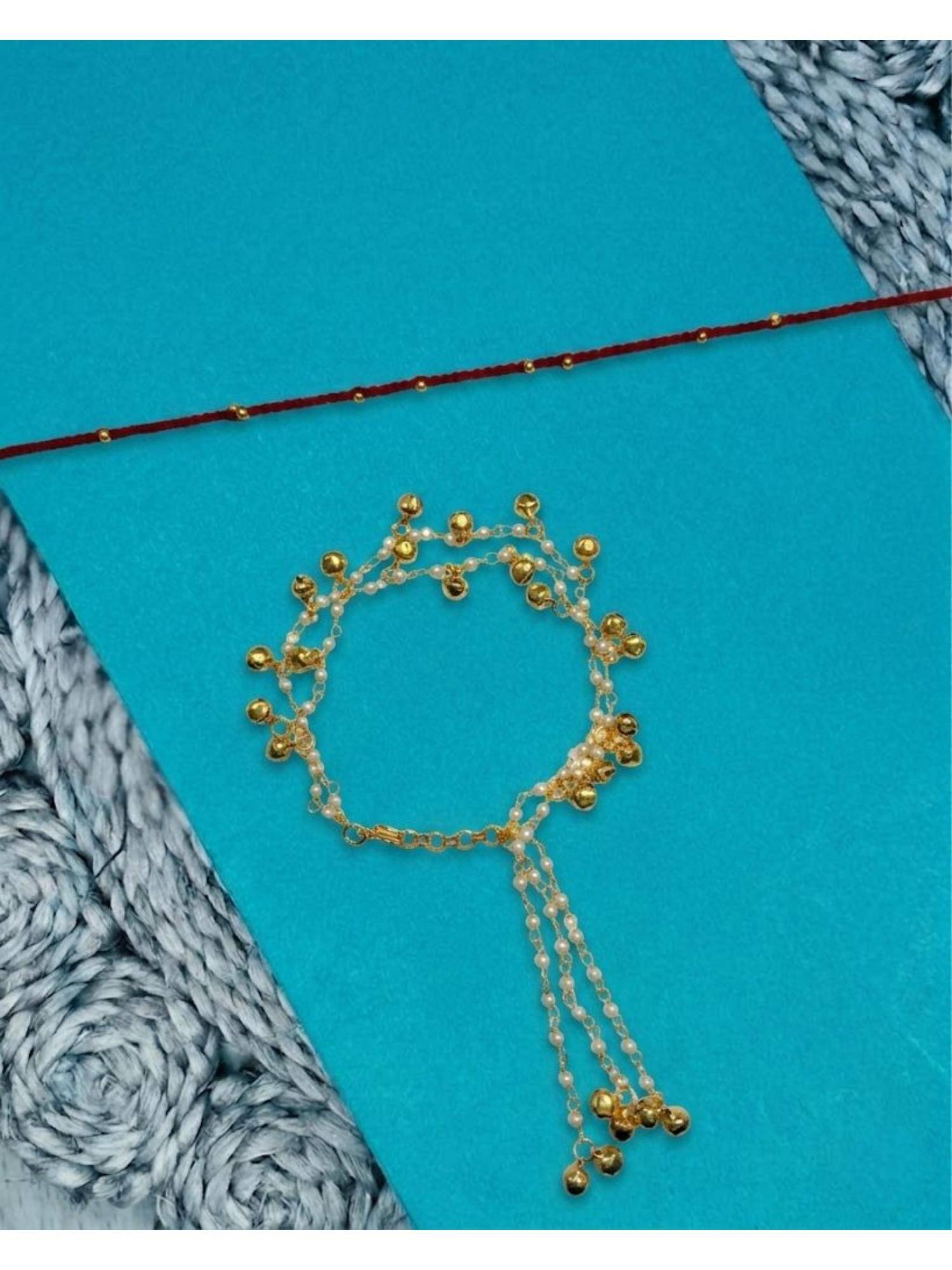 NVR Pearls Gold Toned Bhaiya Bhabhi Rakhis (Pack of 2)