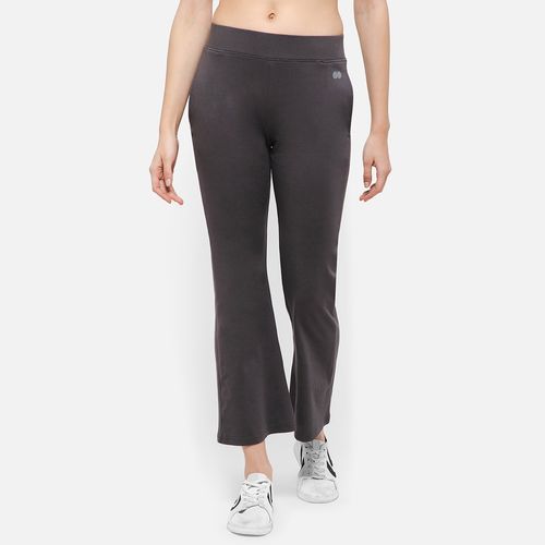 Buy Clovia Comfort Fit High-rise Flared Yoga Pants In Dark Grey With Side  Pockets Online